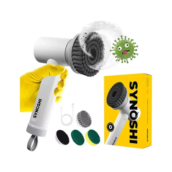 | Electric Spin Scrubber, Power Cleaning Brush with 3 Replaceable Cleaning Heads, Cordless Waterproof Scrubber with Dual Speed, Perfect for Cleaning Bathrooms, Showers, Tile, Cars, Floor
